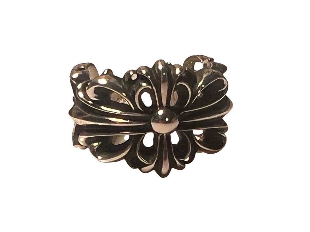 新品　未使用　クロムハーツ ダブルフローラルクロスリング　US 7号　シルバー