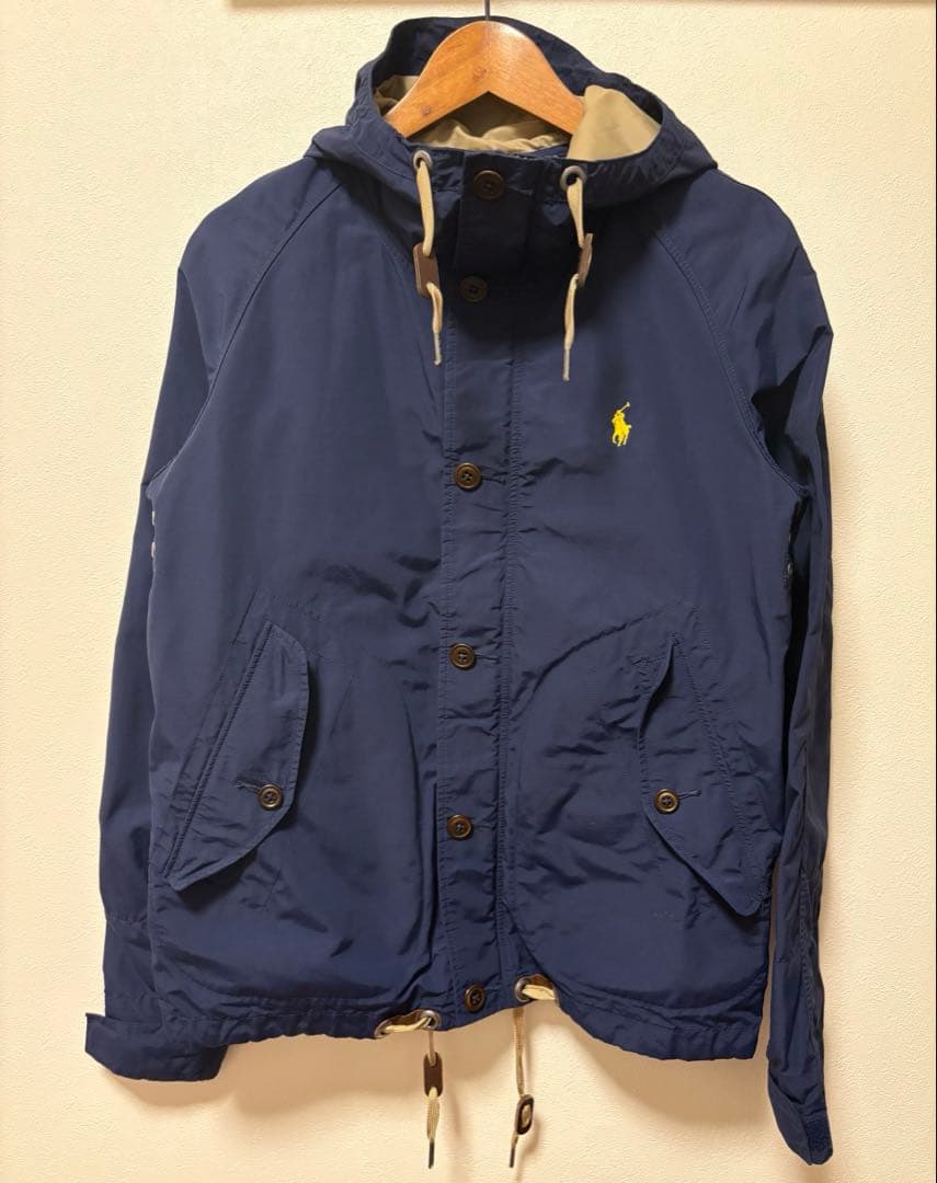 ポロラルフローレン　ネイビー フード付き マウンテンパーカー　ポニー刺繍