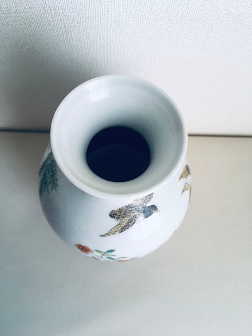 清朝乾隆宮廷琺琅彩竹菊鹌鹑图瓶 稀少芸術珍品 （上海博物館監製