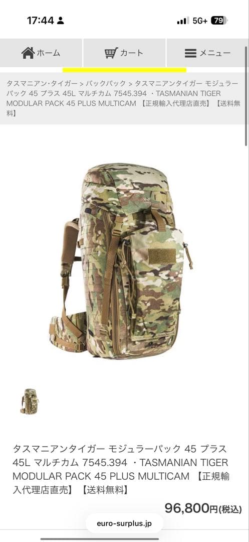 タスマニアンタイガー モジュラーパック 45マルチカム　メッシュポーチ付き