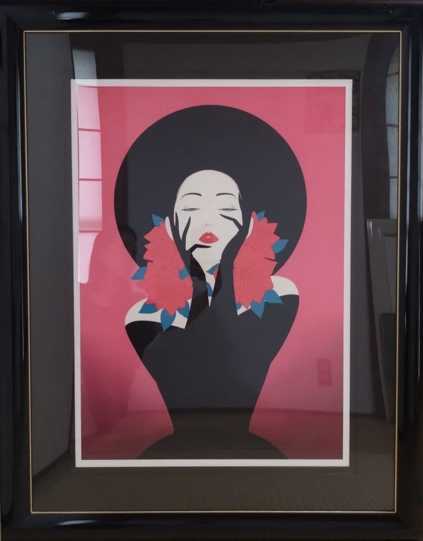 鶴田一郎　美人画　セクシー　リトグラフ　美しい横顔　美人　希少な逸品