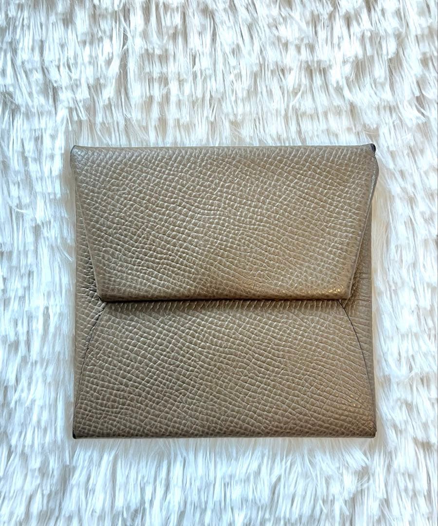 いぬいぬ ！HERMES グレー レザー ケース エルメス アニマル レザー コインケース グレー シルバー金具 刻印