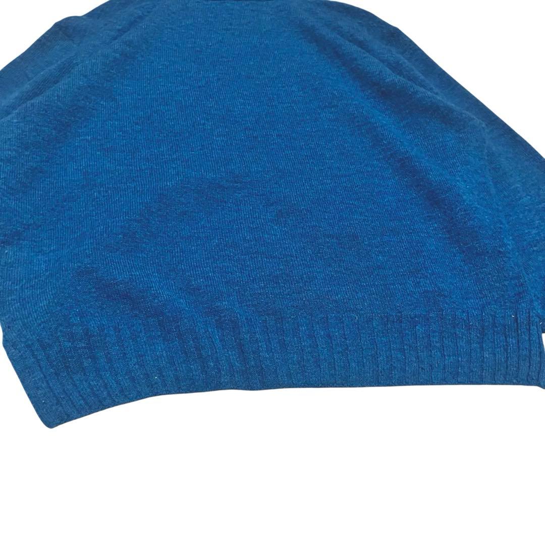 45R フロート縮絨 タートルネック ニット L 3 ブルー R刺繍 45rpm