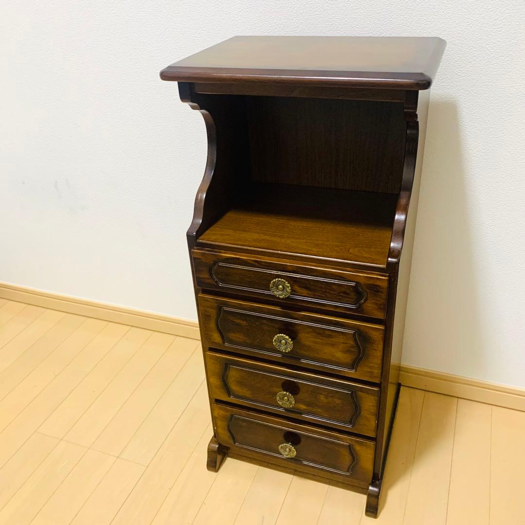 【美品】カリモク コロニアル 電話台 小引き出し4段　飾り台　花台　ヴィンテージ