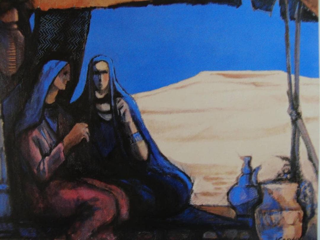 神戸文子、砂漠の女達、希少な額装用画集より、新品高級額装付、状態良好