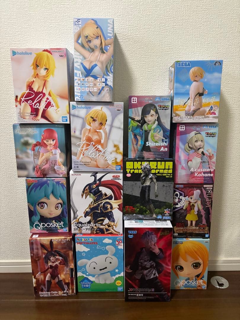 フィギュア　まとめ売り　15個 本体 ＋ LED（ホワイト）セット 】コレクションラック ワイド ハイ