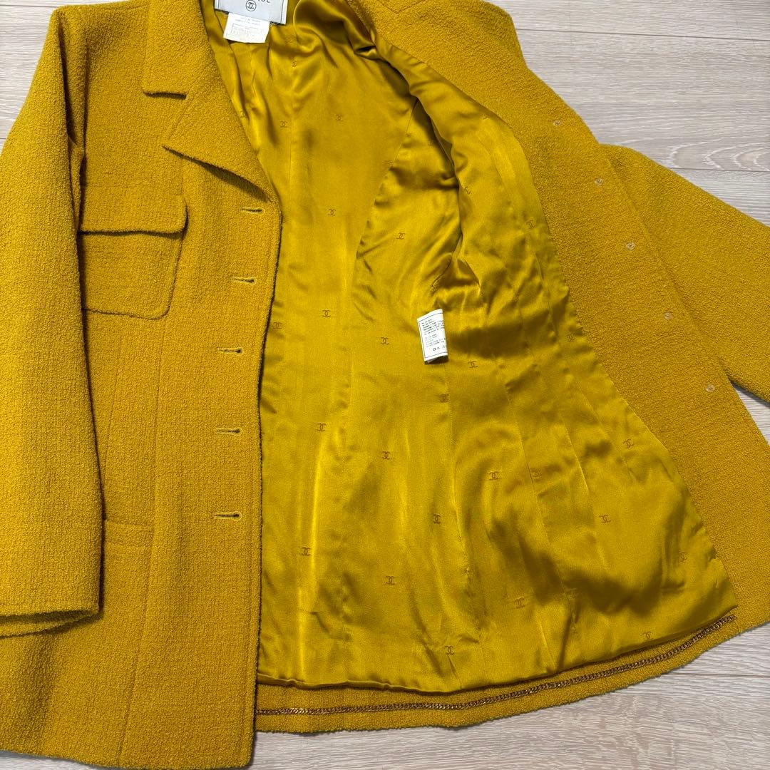 CHANEL ココマーク ツイードワンピースコート からし色 - メルカリ