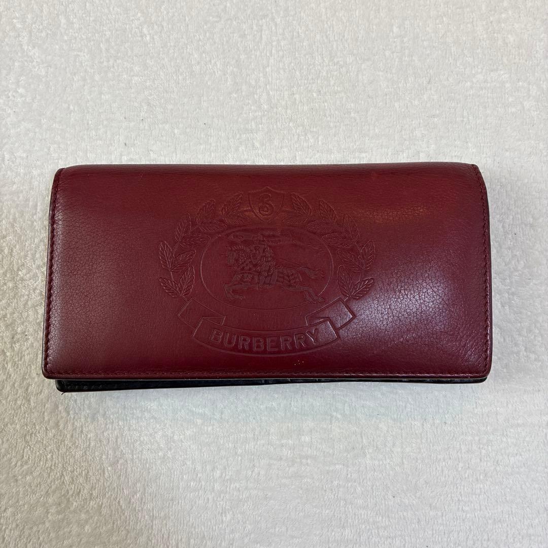 BURBERRY バーバリー 長財布 レザー ボルドー×ブラック