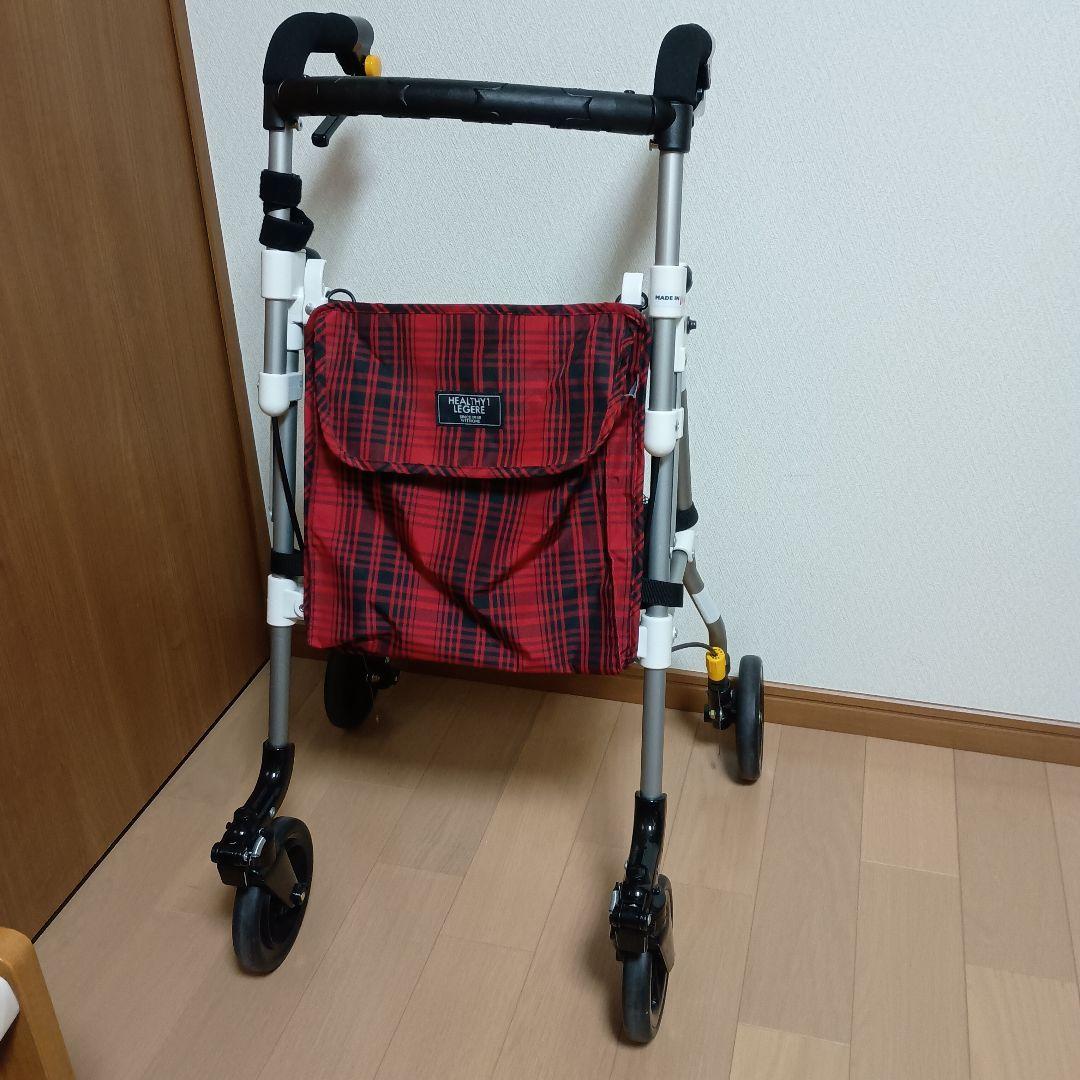 【美品】ヘルシーワン レジュール 折りたたみ シルバーカー タータンレッド