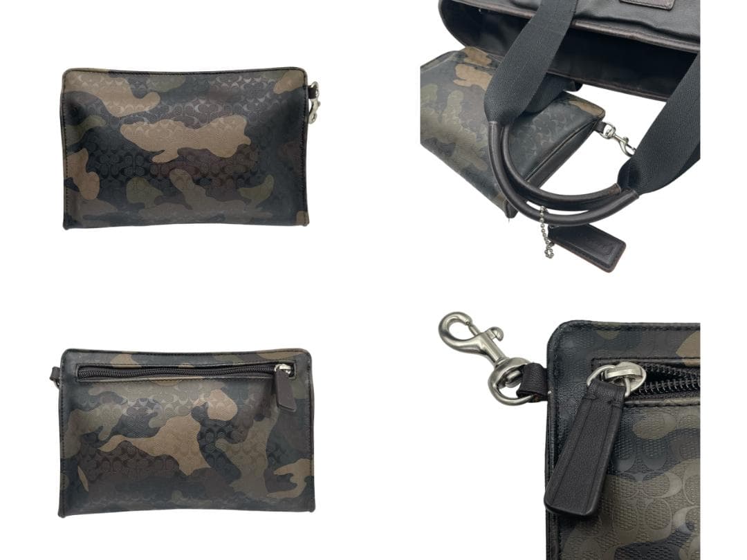 COACH F70832 ウィークエンド トートバッグ カモフラ柄 ポーチ付