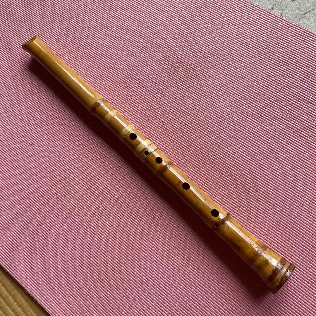 100 値下げ　尺八　一尺九寸管　唄口　金巻き　銘琴風？ニ印