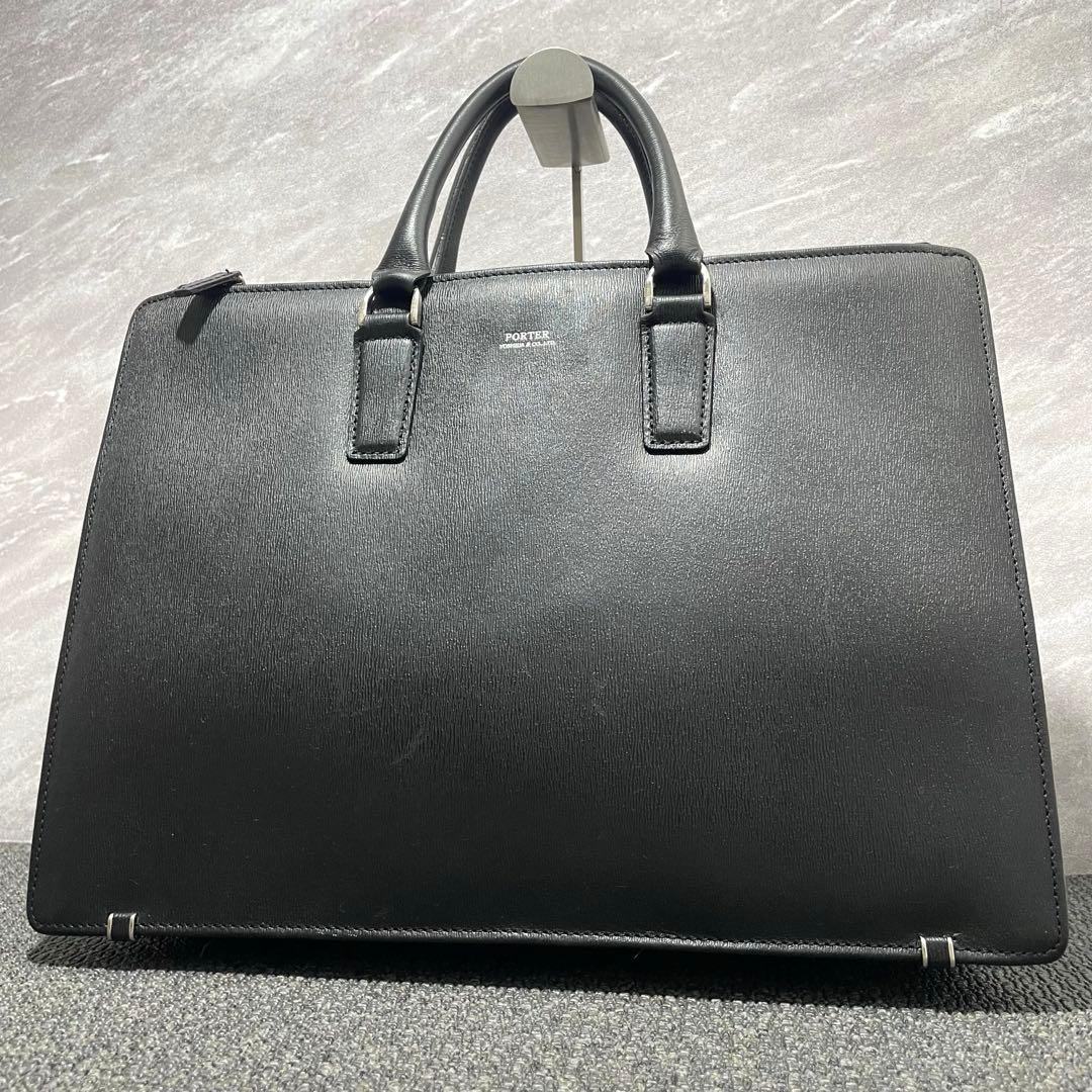 PORTER FLUX ビジネスバッグ 本革 ブリーフケース 黒 A4収納可能
