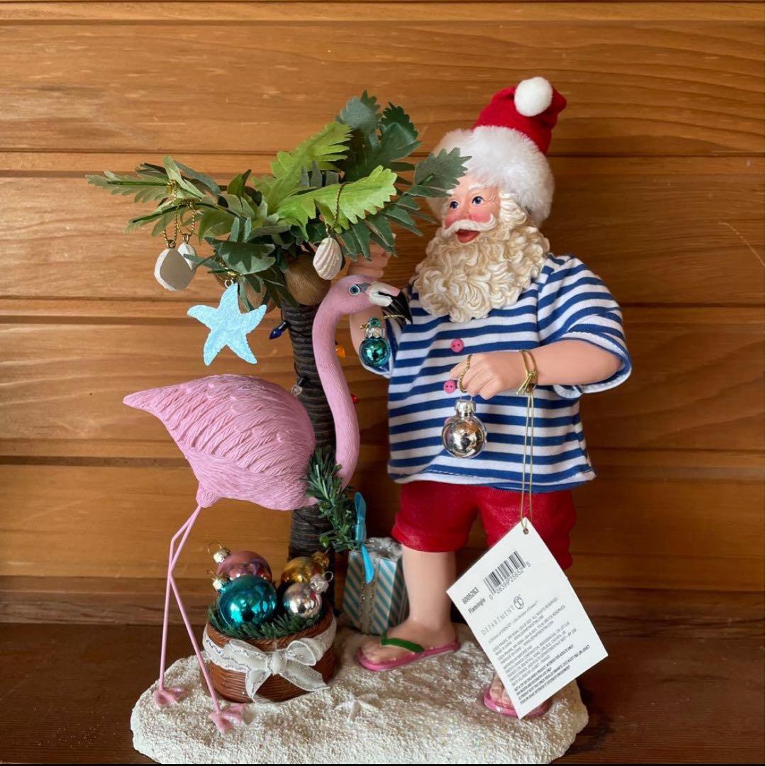 ハワイアンサンタクロースとフラミンゴのクリスマス装飾