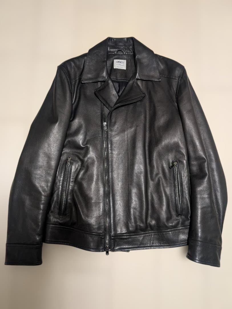 【格安・美品】EMMETI エンメティ シープレザー ダブルライダース 黒 46