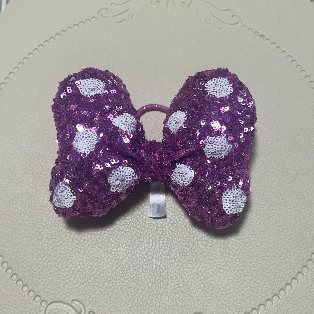 ピンク リボン ヘアゴム 東京ディズニーリゾート スパンコール ミニー