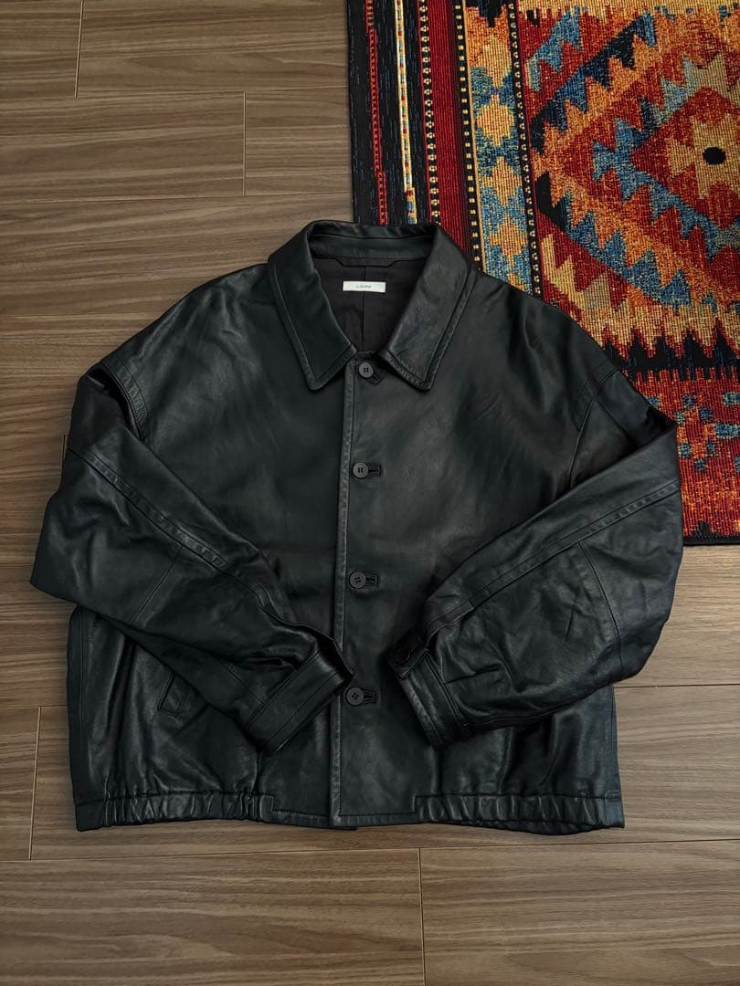 黒レザージャケット　羊革　LIDNM LEATHER SHORT BLOUSON 極美品 LIDNM LEATHER SHORT BLOUSON リドム レザーショートブルゾン