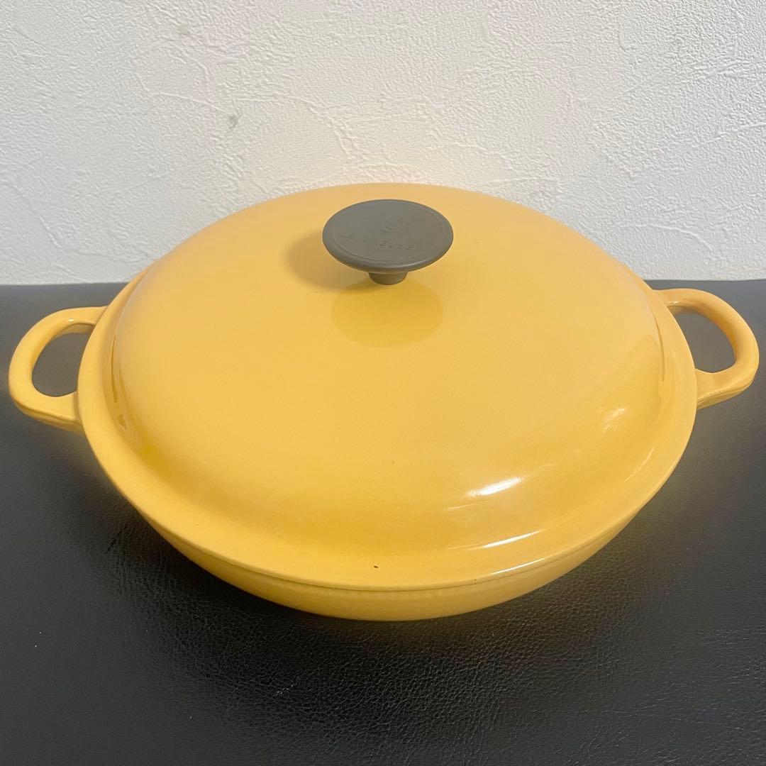【ほぼ未使用品】ル クルーゼ ビュッフェキャセロール 26cm 浅型両手鍋