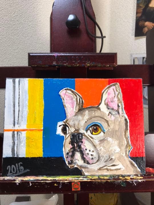 アクリル画  フレンチブルドック 犬 動物