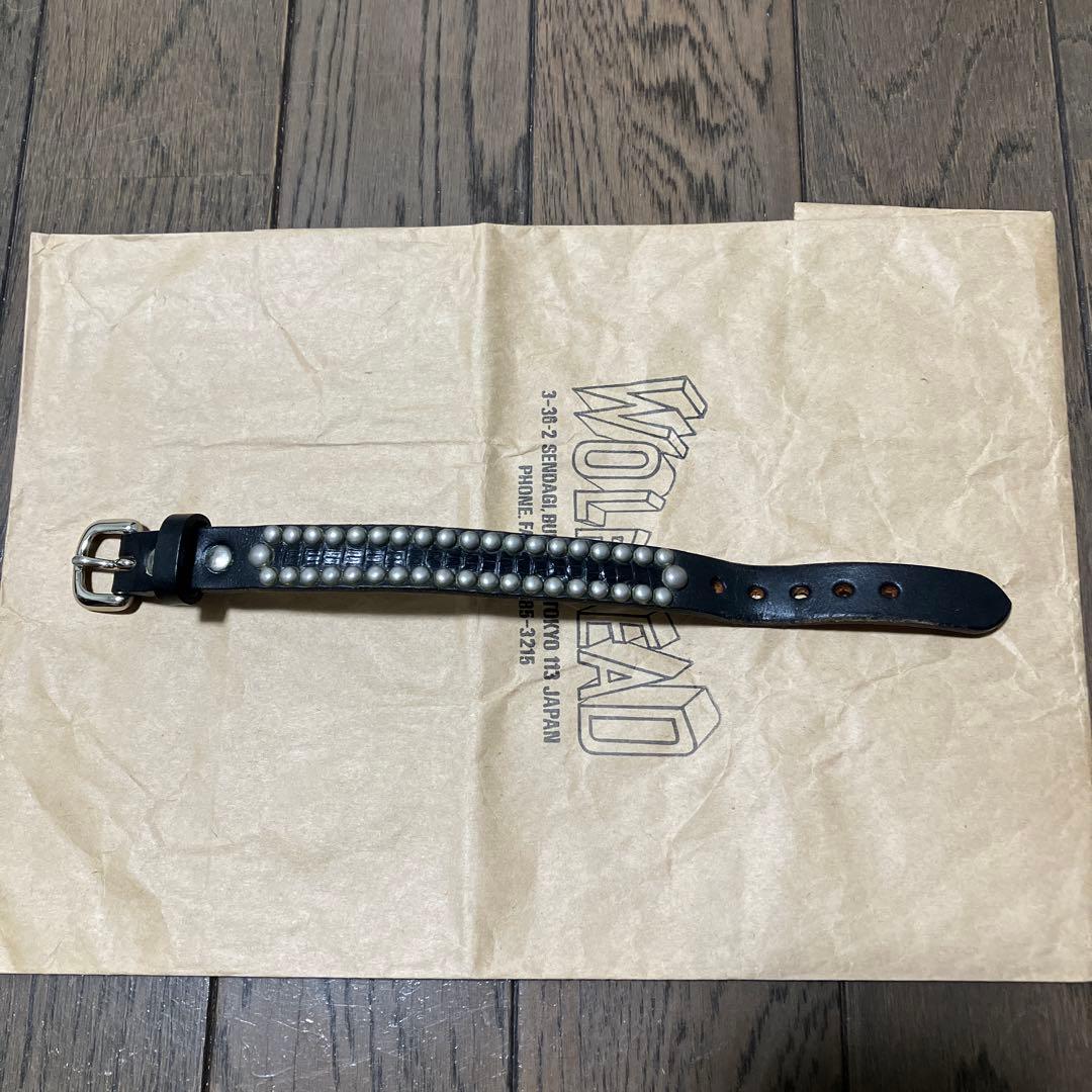 ウルフズヘッド　スタッズブレス　15㎜　ブレスレット　リストバンド