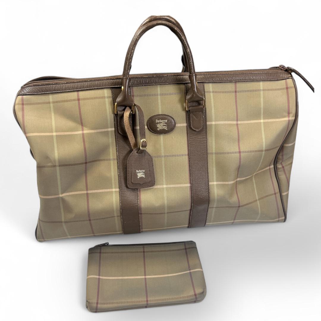 バーバリー 大容量 チェック柄 ボストンバッグ 美品　ポーチ付き　旅行