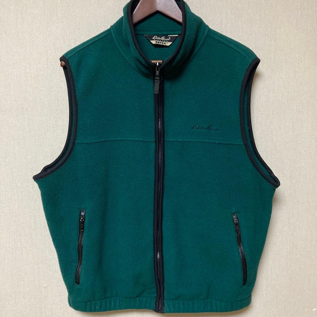 美品 90s ebtek エディーバウアー M フリース ベスト 緑 黒タグ - メルカリ