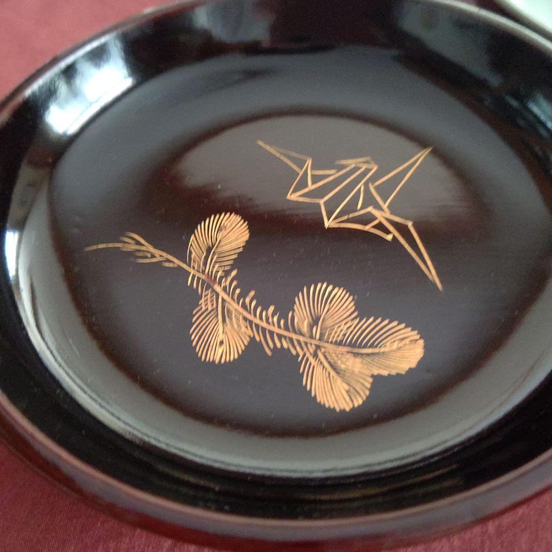 輪島塗 沈金銘々皿5枚 若松と鶴 - メルカリ