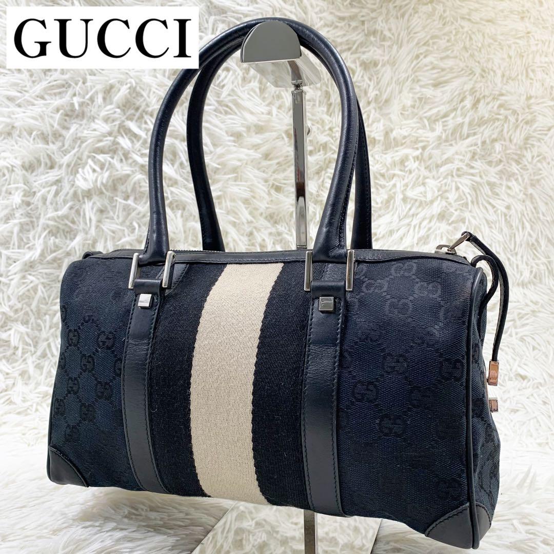 【✨美品✨】 GUCCI シェリーライン ミニボストンバッグ GG柄 ブラック