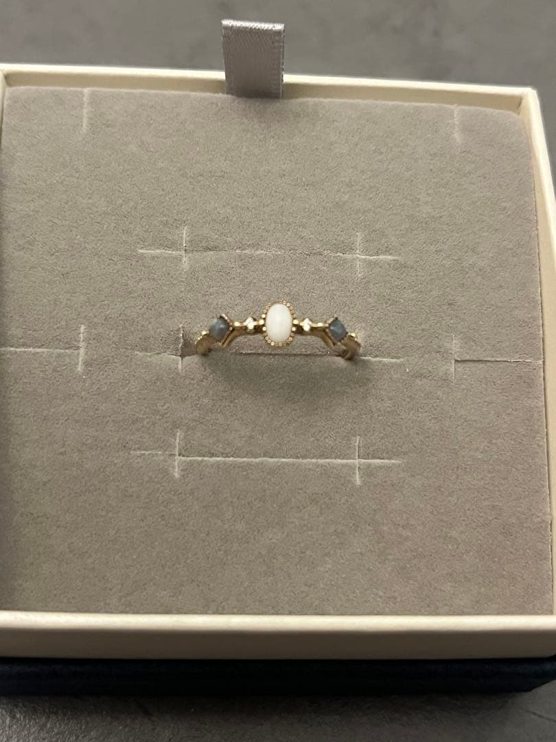 アガット　k10 イエローゴールド　9号　珊瑚 ダイヤ ラブラドライト