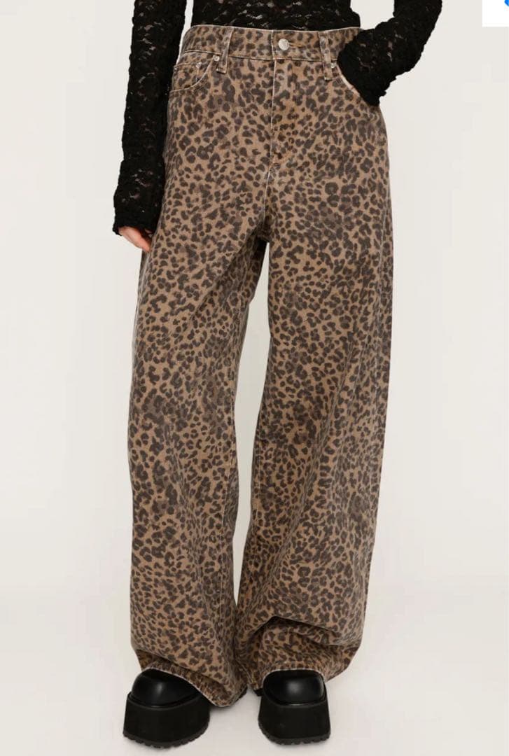 パンツ SLY LEOPARD WIDE LEG PT-C SLY（スライ） ジーンズ デニム デニムパンツ 「再入荷」LEOPARD WIDE