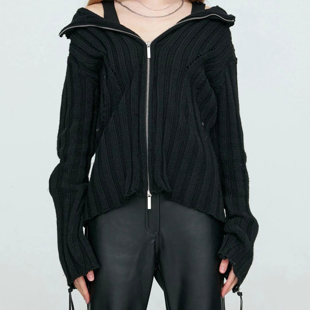 Nache sure soft knit zip up ニット