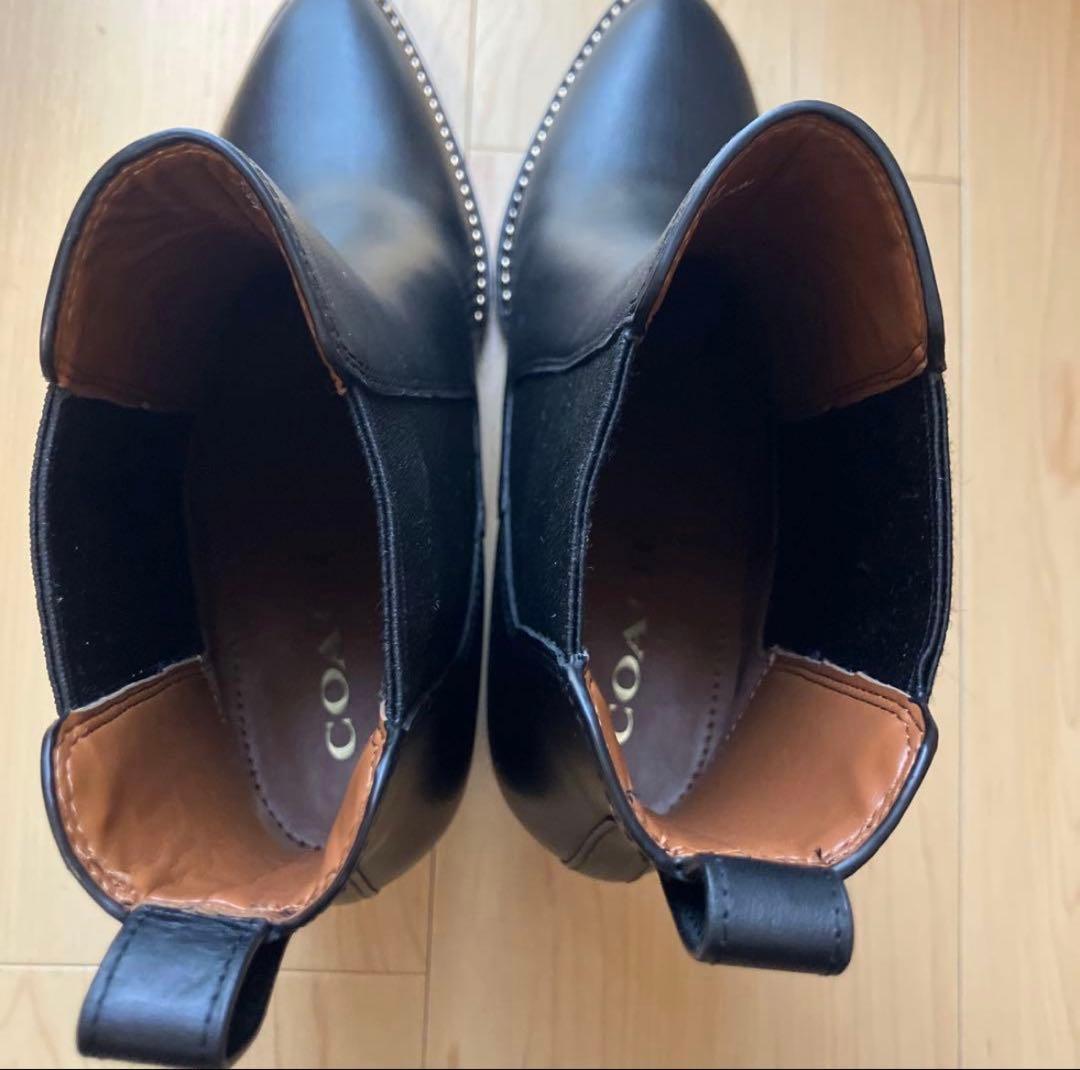 ほぼ新品未使】コーチ スタッズ付き サイドゴアブーツ ブラック - メルカリ