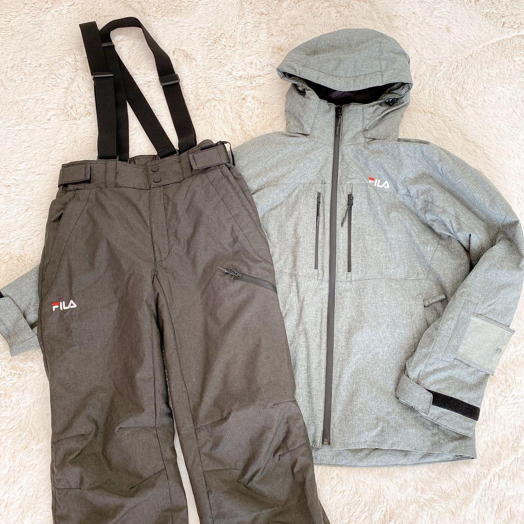 美品♪FILA フィラ メンズ Mスキー スノボーウェア 上下セット グレー
