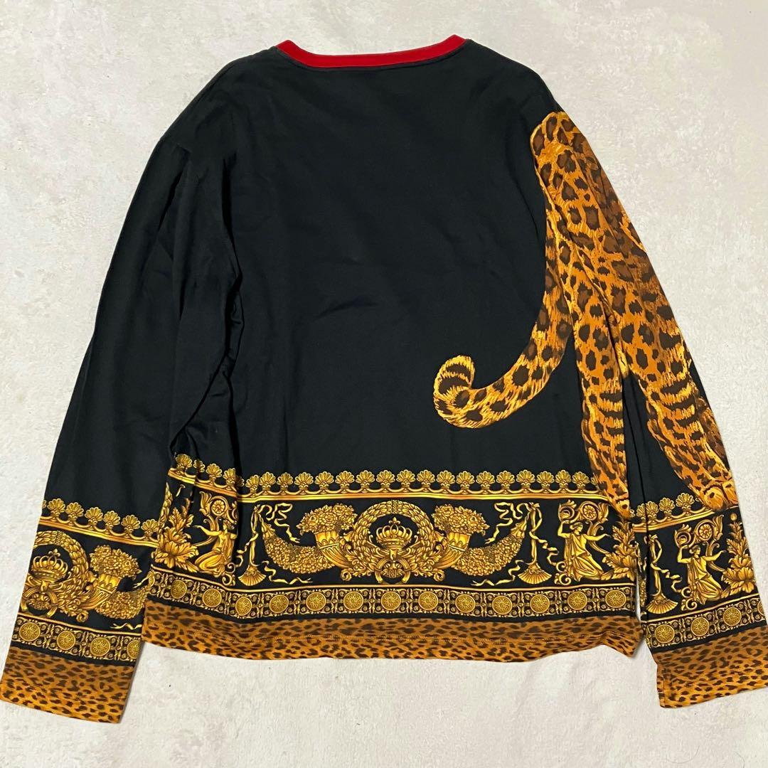 VERSACE レオパード デザイン 豹柄 総柄 ヒョウ 長袖Tシャツ サイズL