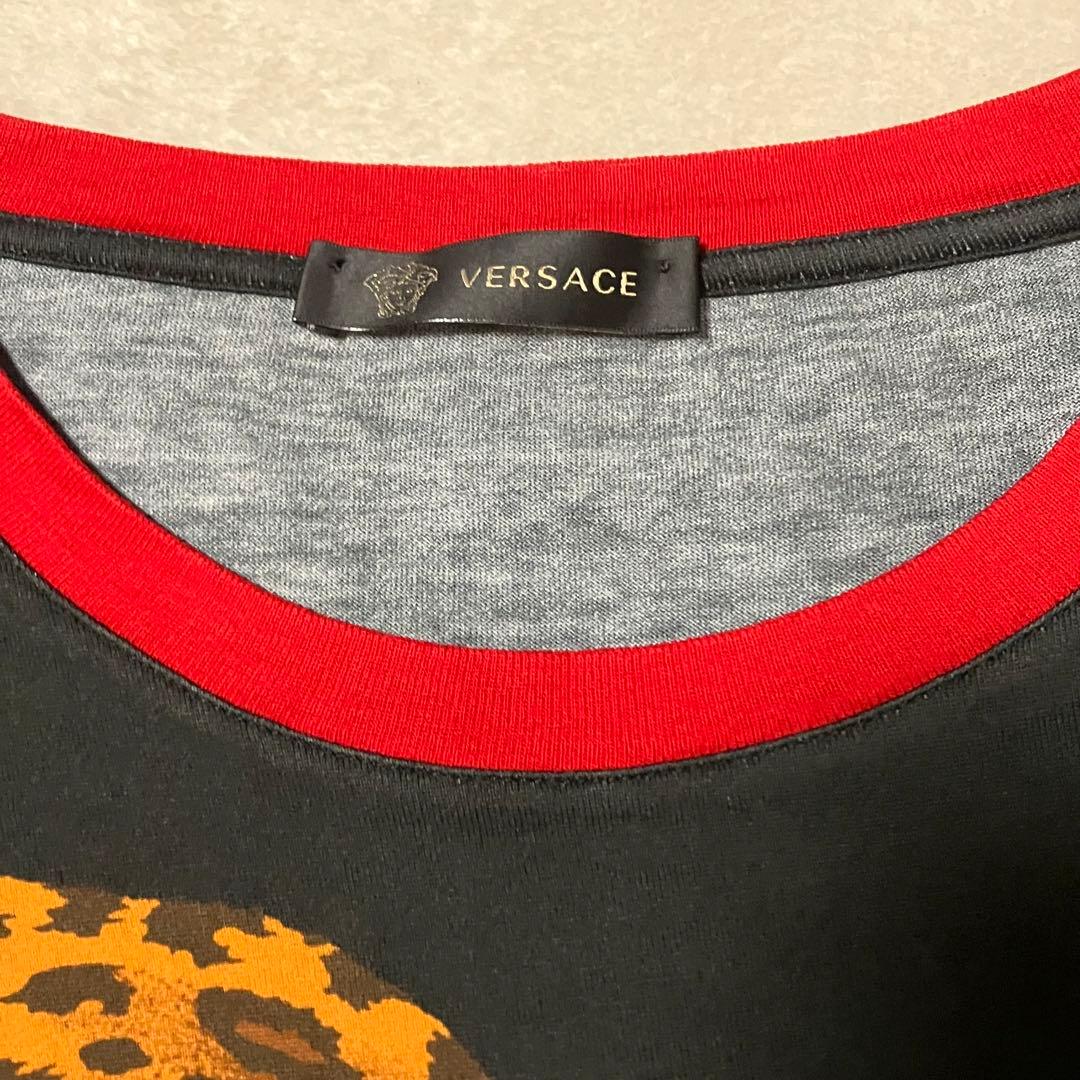 VERSACE レオパード デザイン 豹柄 総柄 ヒョウ 長袖Tシャツ サイズL