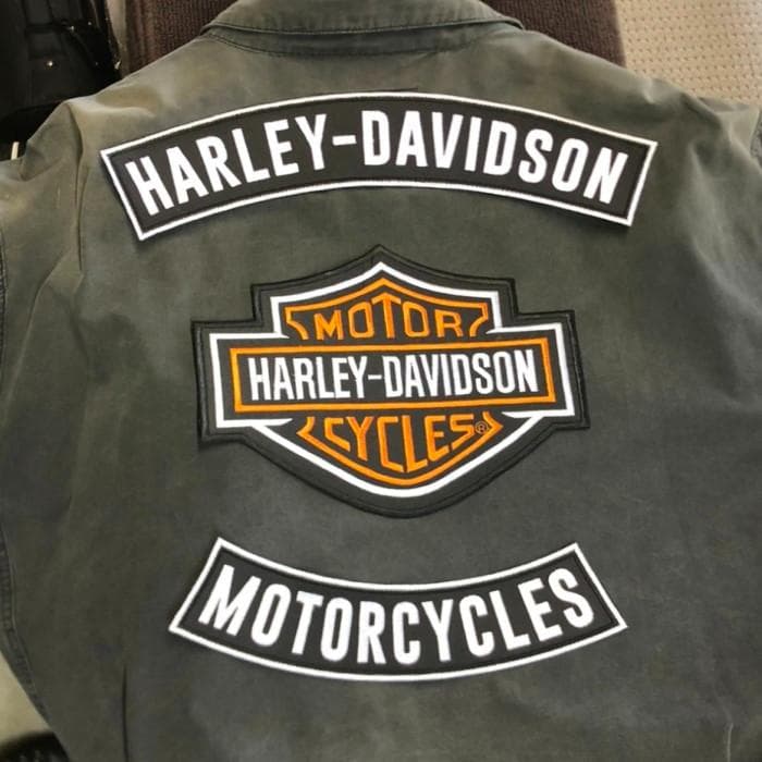 ハーレーワッペン 大きめ 3点セット ◆ 背中をカスタム ロゴパッチ CA101 送料無料 ハーレーワッペン B＆S ロゴ 特大サイズ ◇ 刺繍 アイロン