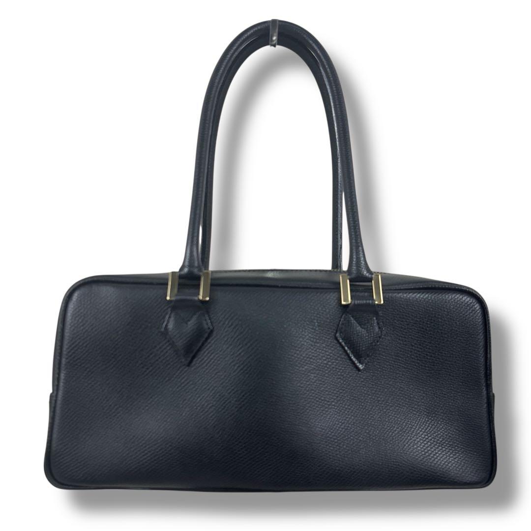 美品 バーニーズニューヨーク レザー ハンド バッグ フォーマル ブラック 金