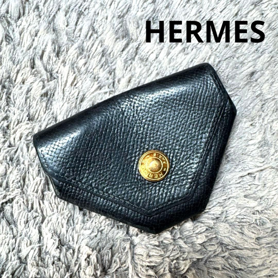 HERMES エルメス ケース 小銭入れ レザー ブラック