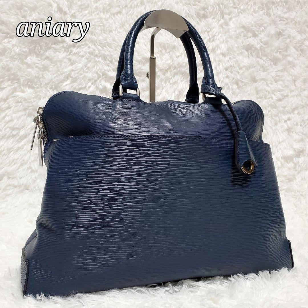 美品✨アニアリ　ビジネスバッグ　ブリーフケース　ネイビー　kaz1113 aniary（アニアリ） 正規取扱店 エス-フィルム レザー ブリーフバッグ