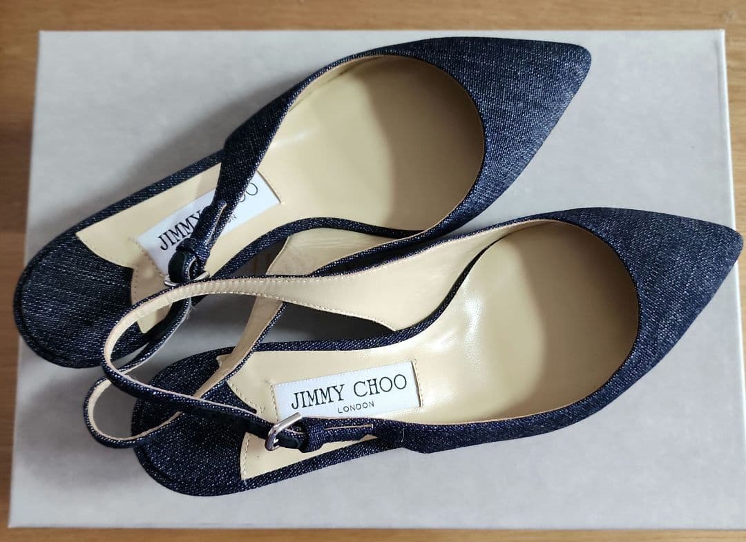 JIMMY CHOO ネイビー デニム風 パンプス