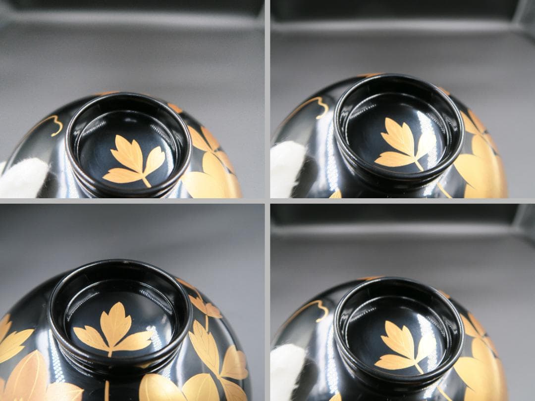 輪島塗】鉄仙蒔絵 吸物椀 黒塗 五客揃 天然木 共箱 - メルカリ