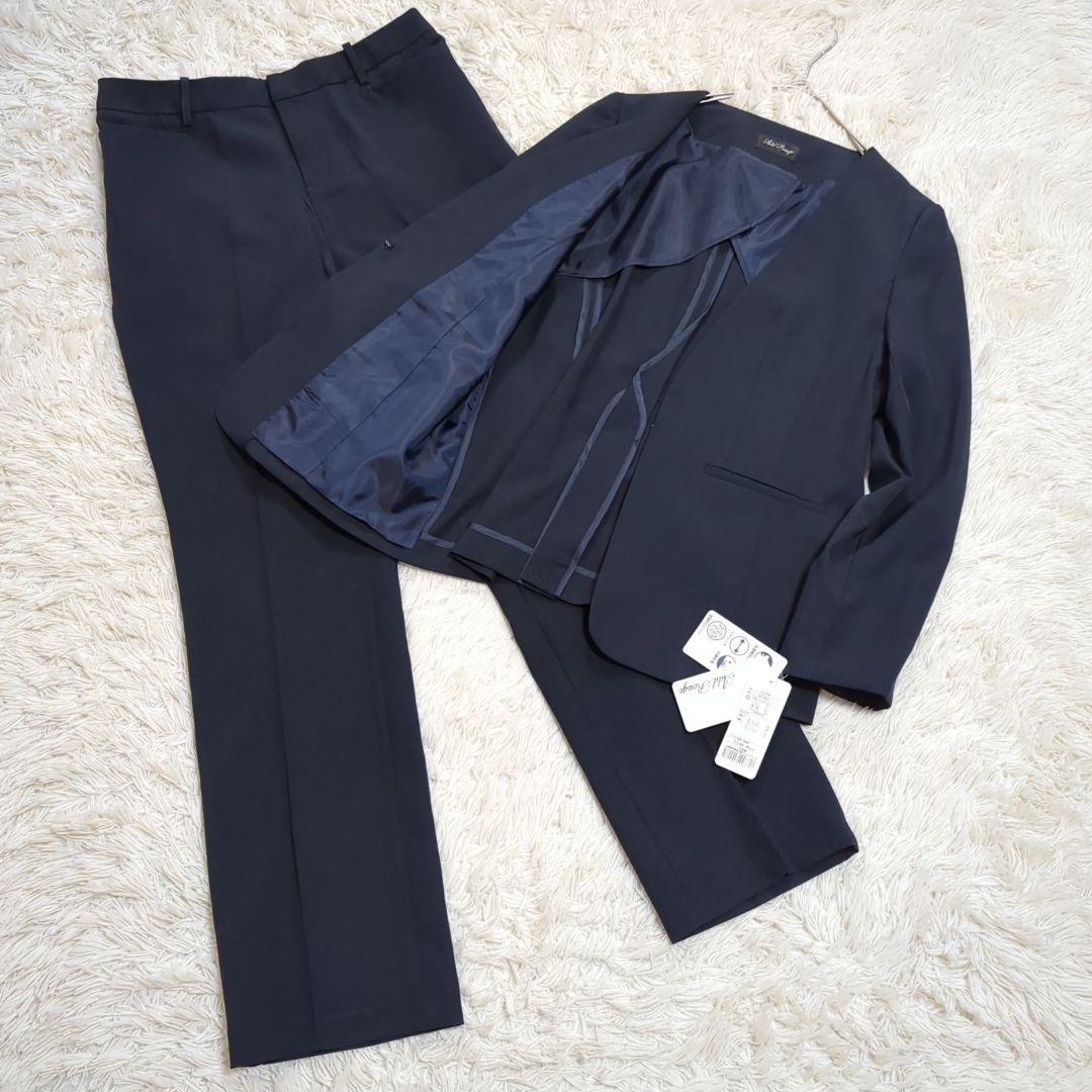 新品 アッドルージュ 15 ノーカラーパンツスーツ 洗える 大きいサイズ