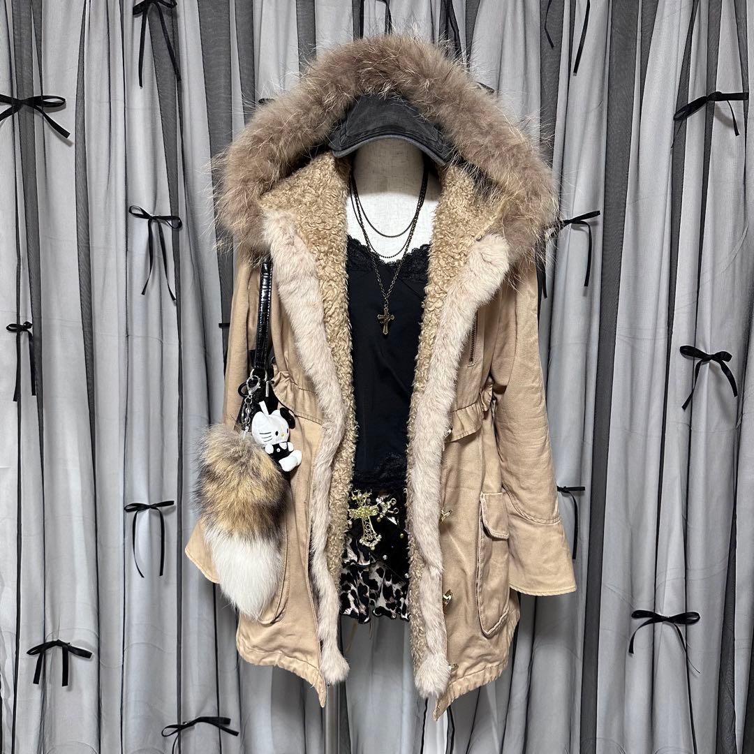 00s y2k フェアリーグランジ ファー付き モッズコート 平成ギャル