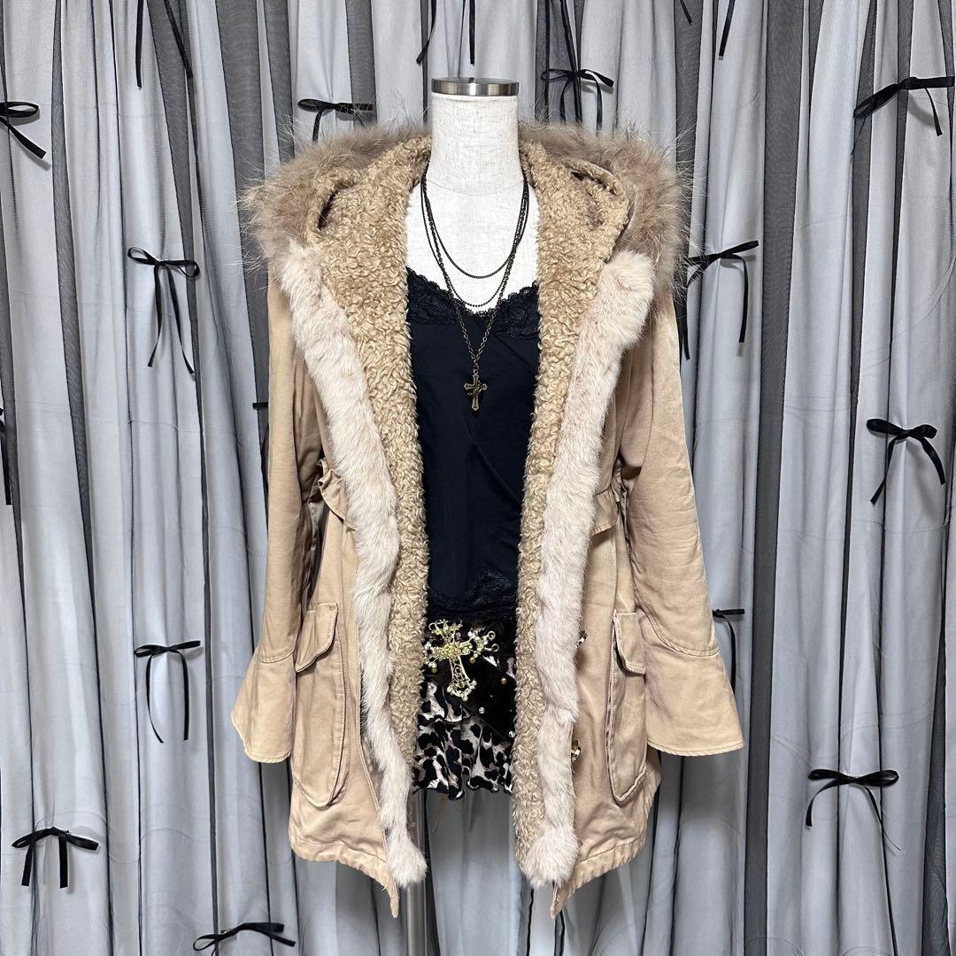00s y2k フェアリーグランジ ファー付き モッズコート 平成ギャル