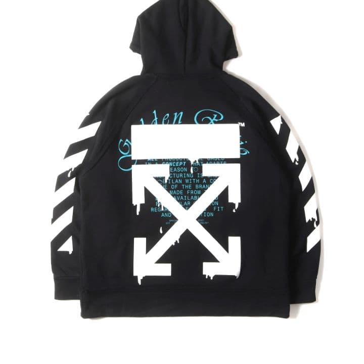 美品 OFF-WHITE オフホワイト パーカー クロスアローロゴ 両面 S