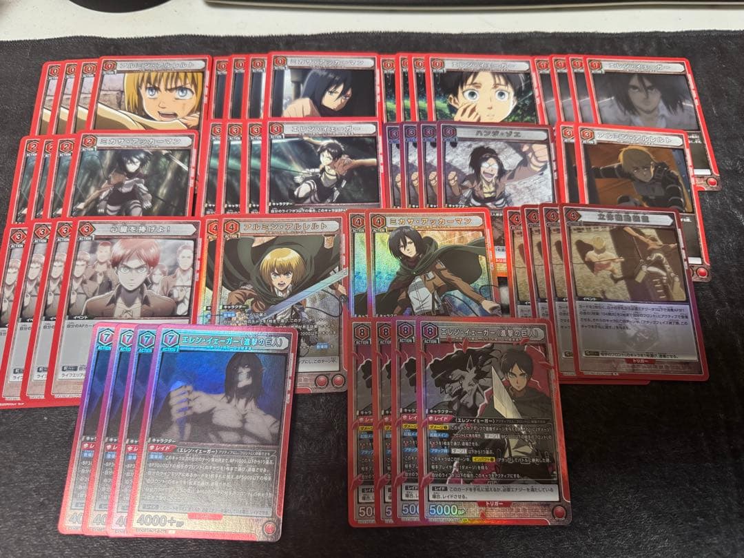 ユニオンアリーナ 進撃の巨人　赤　8エレン　デッキ　調整パーツ大量