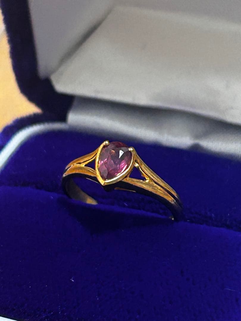 K18　ハートモチーフリング　指輪　ピンクトルマリン　12.5号