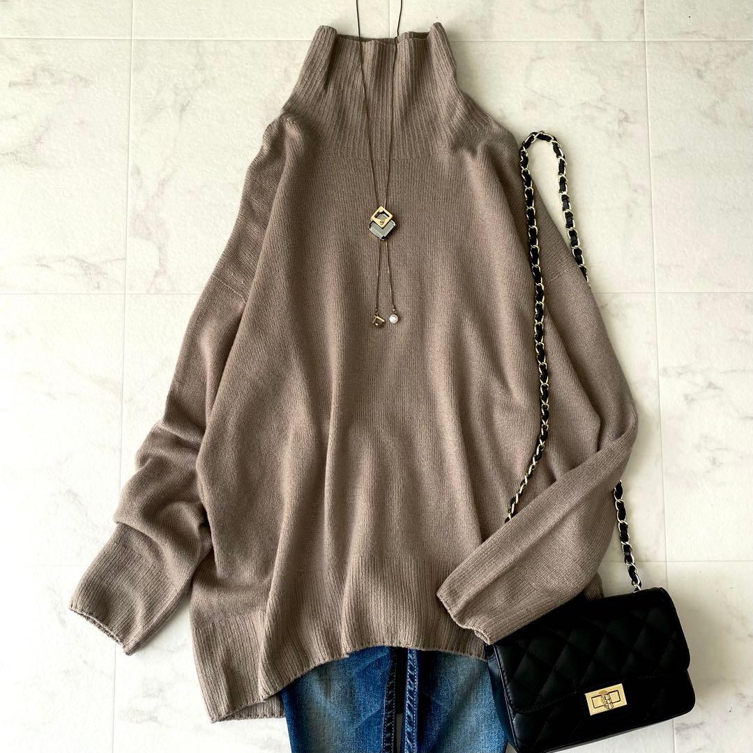 美品☆ドレステリア カシミア100% ふんわり ハイネックニット ゆったり