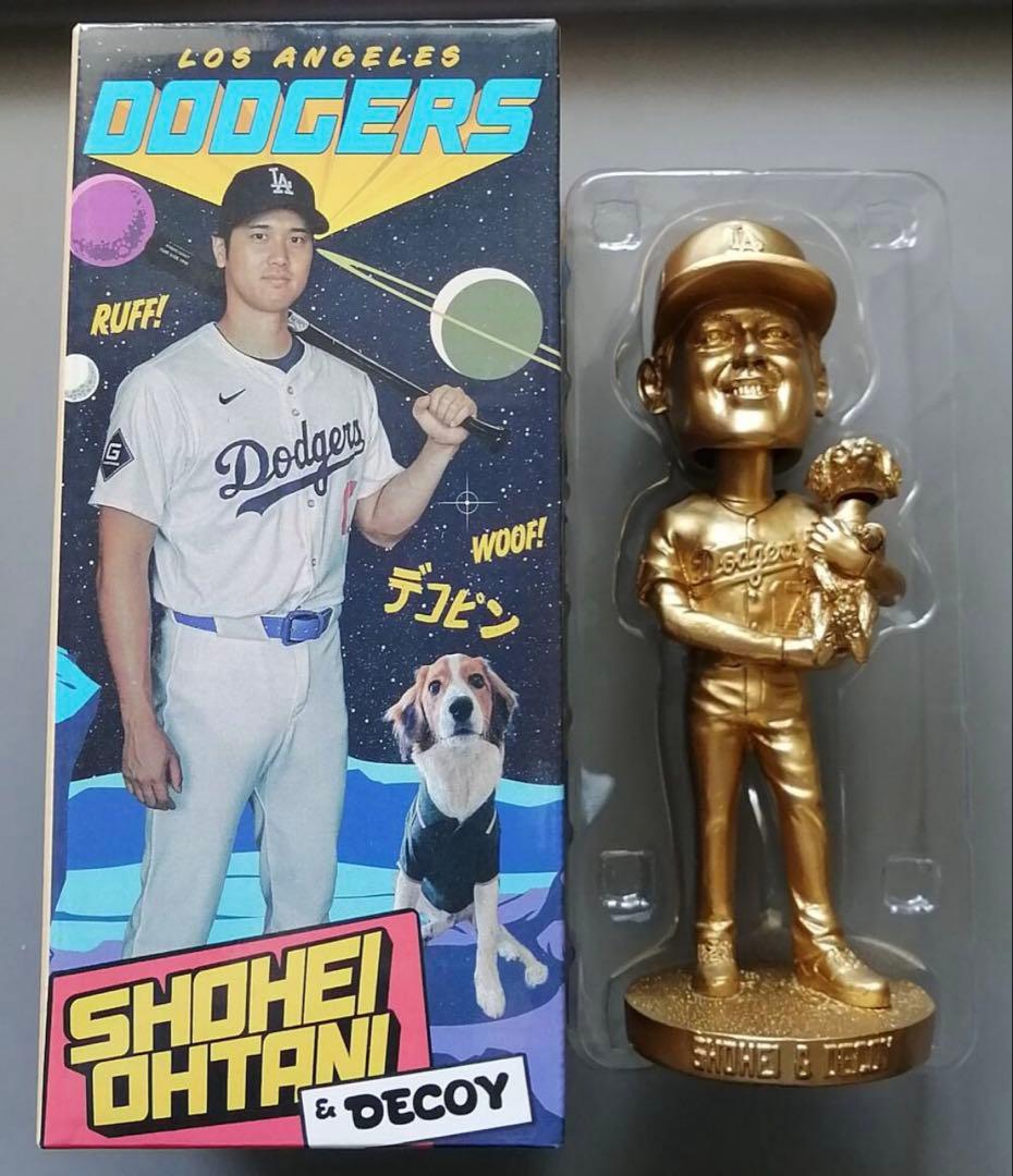 大谷翔平 & デコピン ボブルヘッド人形　ゴールド 限定版 ドジャース 非売品