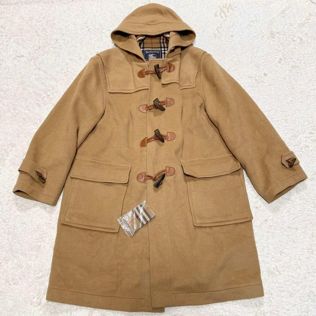 バーバリー ダッフルコート ウールカシミヤ ノバチェック キャメル レザー