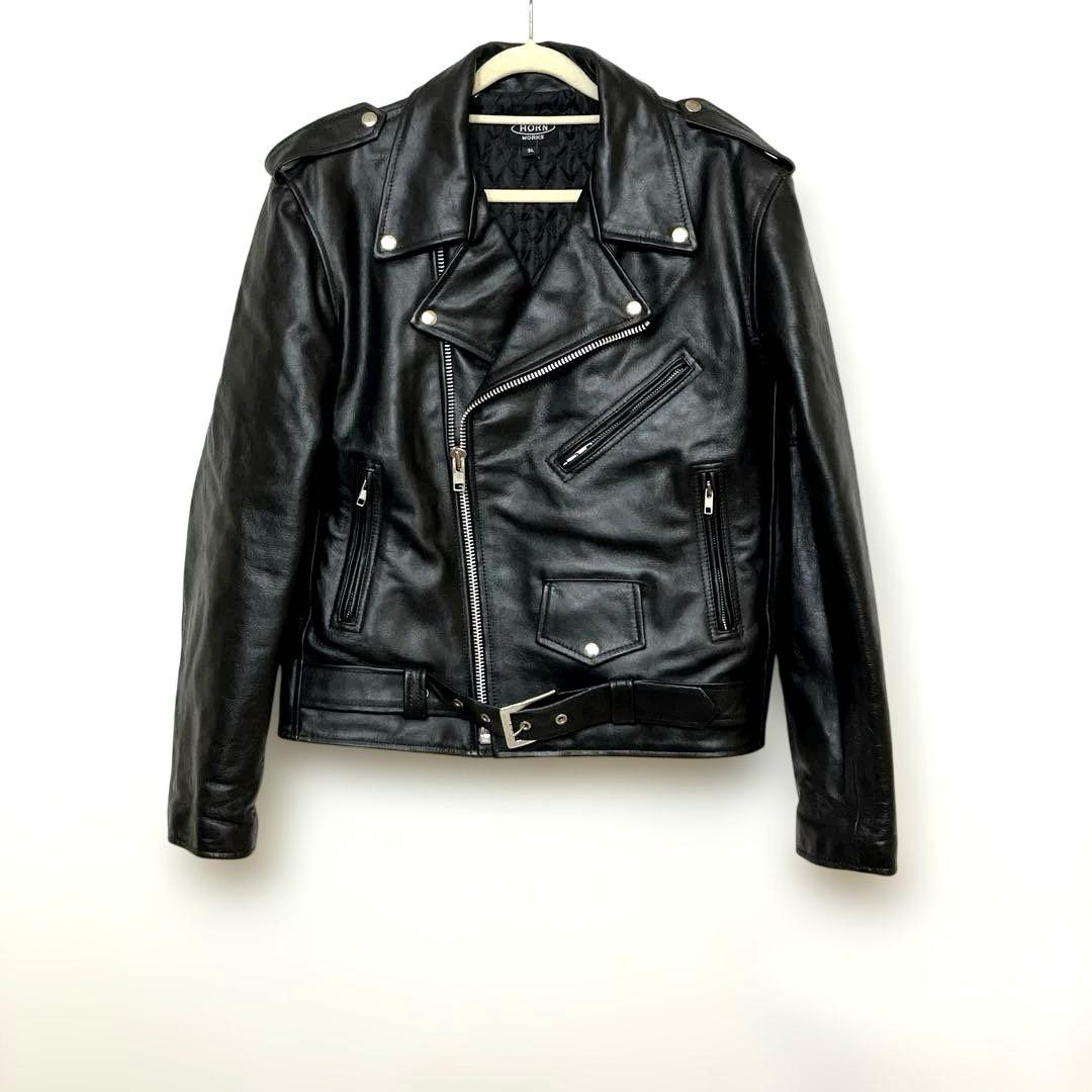 HORN WORKS レザー　ダブルライダースジャケット本革 バイカー　3L